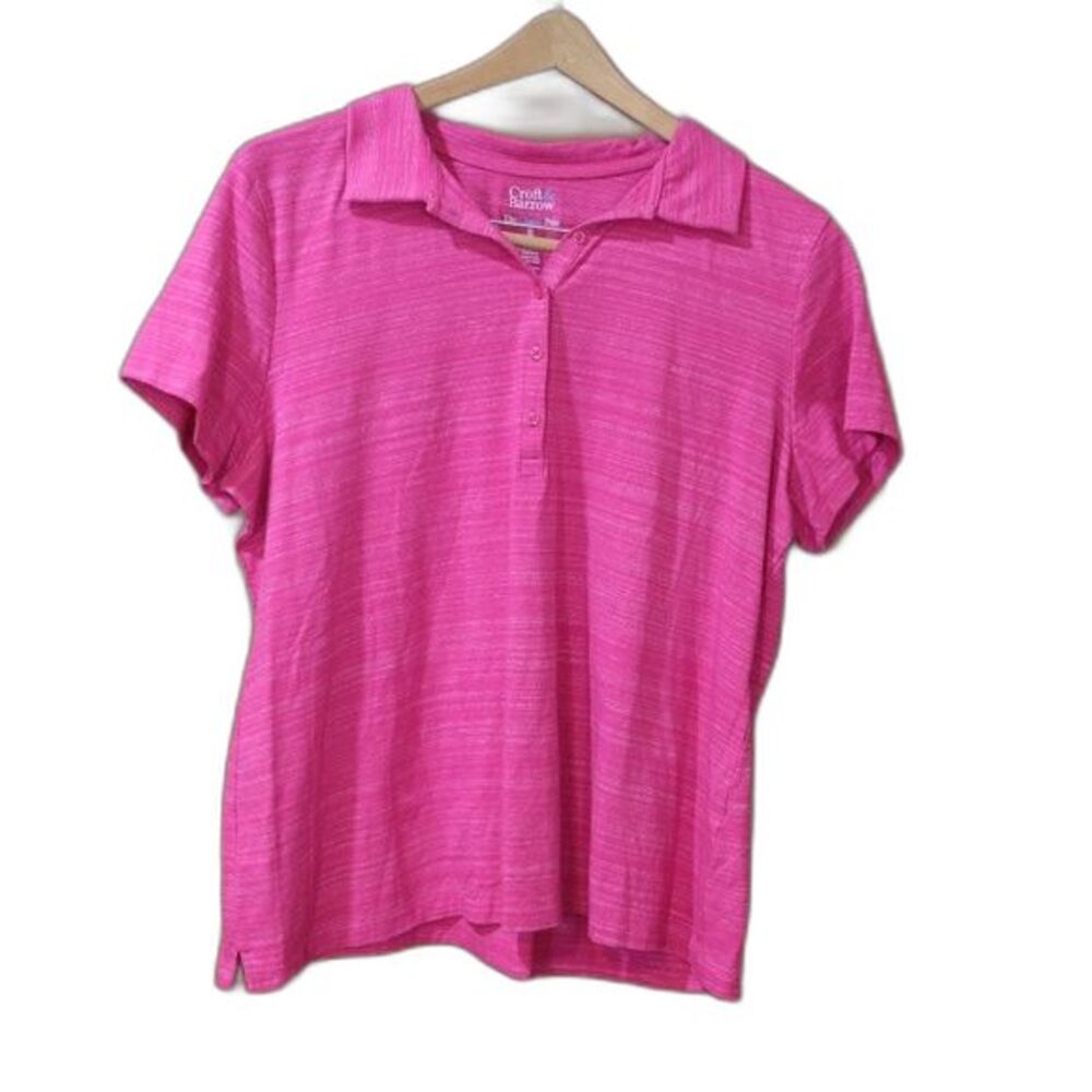 Croft & Barrow Pink Heathered The Classic Polo Tshirt Top XL